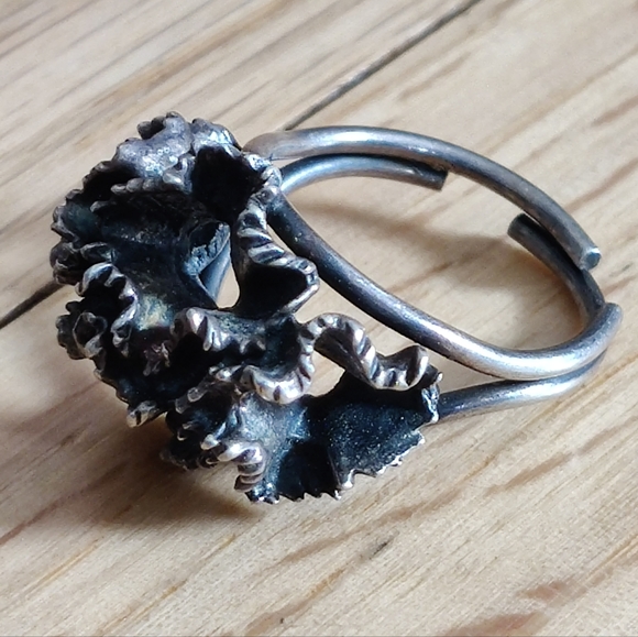 Antique sterling artisan made ring - Picture 3 of 5